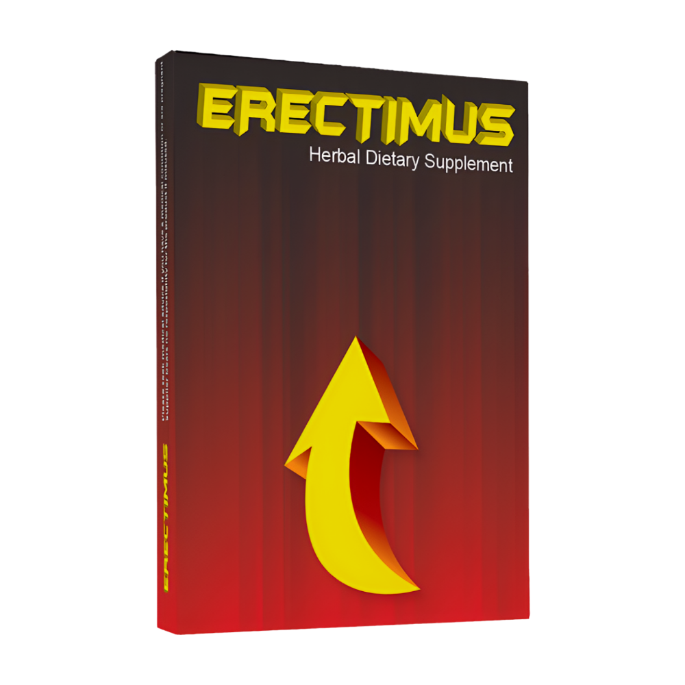Get 50% OFF Erectimus - a herbal capsule to treat Erectile Dysfunction shown on a white background